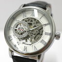 自動巻き腕時計 ATW040-SVWH シンプル機能のフルスケルトン腕時計 ホワイト ローマ数字文字盤 レザーベルト 手巻き時計 機械式腕時計 メンズ腕時計 送料無料 3