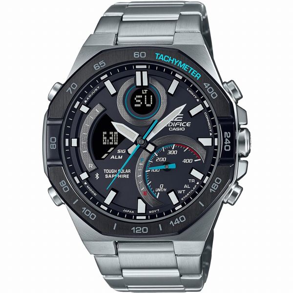 乐天商城 - 取寄品 正規品 CASIO腕時計 カシオ EDIFICE エディフィス アナデジ表示 アナログ&デジタル タフソーラー 丸形 ECB-950YDB-1AJF メンズ腕時計 送料無料