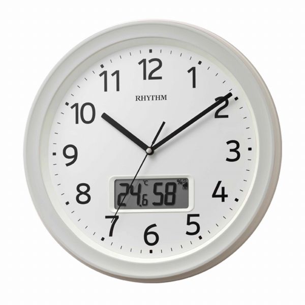 乐天商城 - 取寄品 正規品 RHYTHM リズム時計 8FYA02SR03 スタンダード フィットウェーブリブA02 アナデジ表示 掛け時計