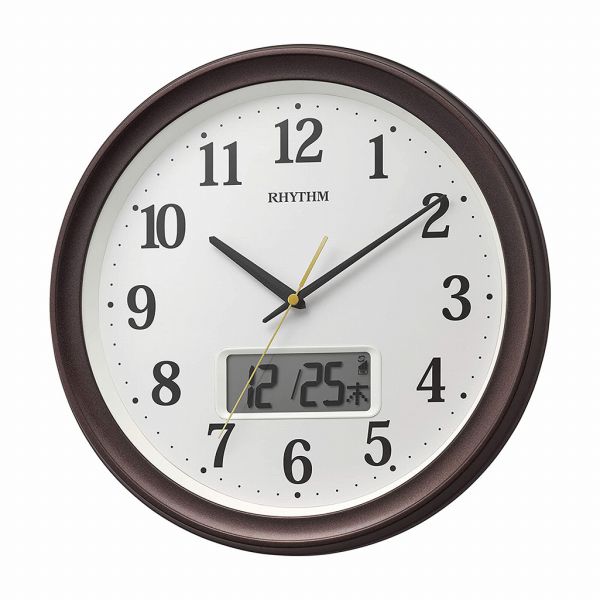乐天商城 - 取寄品 正規品 RHYTHM リズム時計 8FYA02SR06 スタンダード フィットウェーブリブA02 アナデジ表示 掛け時計