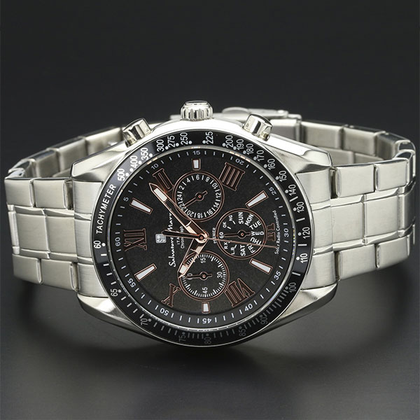 取寄品 正規品 Salvatore Marra 腕時計 サルバトーレマーラ SM15116-SSBKPG 電波ソーラー クロノグラフ 防水 メンズ腕時計 送料無料