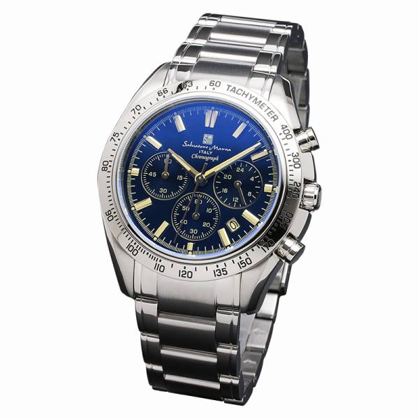 取寄品 正規品 Salvatore Marra 腕時計 サルバトーレマーラ SM18106-SSBLSV クロノグラフ カラーガラス 防水 メンズ腕時計 送料無料