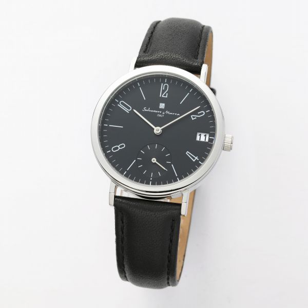 取寄品 正規品 Salvatore Marra 腕時計 サルバトーレマーラ SM21110-SSBK 日常生活防水 日付表示 レザーベルト 防水 メンズ腕時計 送料無料