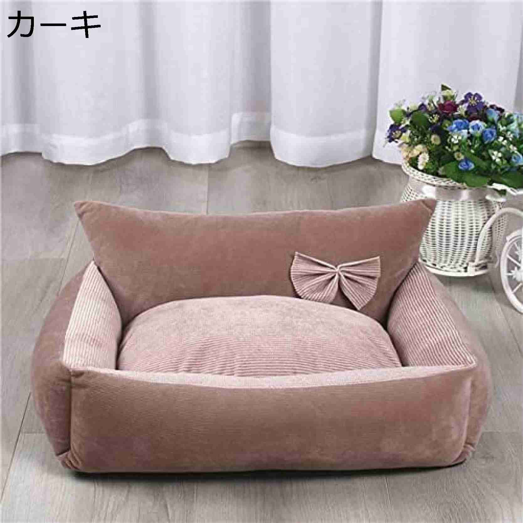 ペットベッド スクエア型 カーキ 洗える かわいい 猫 小型犬 中型犬 大型犬 オールシーズン 冬用 通年 ふわふわ ふかふか 70CM 小さい エアコン対策 犬ベッド 猫ベッド ペット用ベット ペットソファー ペットクッション 柔らか 大きい