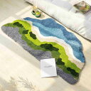 半円 ラグ 欧米風 カーペット 50*80 やわらか 北欧 じゅうたん 滑り止め 吸水速乾 洗える 防音 抗菌消臭 防ダニ フロアマット カラー1 リビングルーム ホール オシャレ 半円形 ドアマット(3)