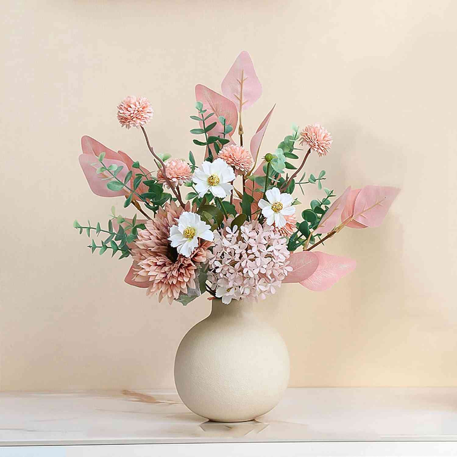 造花 フラワー 枯れない花 様式1 可愛い 人工観葉植物 花瓶付 造花セット 置物 インテリア おしゃれ プレゼント リビング 玄関 ダイニング 誕生日 ギフト 美術館 40cm ホーム 庭園 キッチ