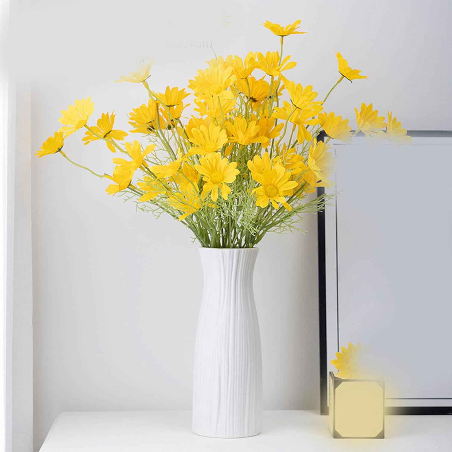 北欧スタイル ひまわり 盆栽 造花 人工観葉植物 花瓶付き 現代 シンプル 家の装飾 ギフト用 玄関 フェイクグリーン インテリア 飾り ウエディング 50cm 家 事務所 カラー5 店 大切な人へ感