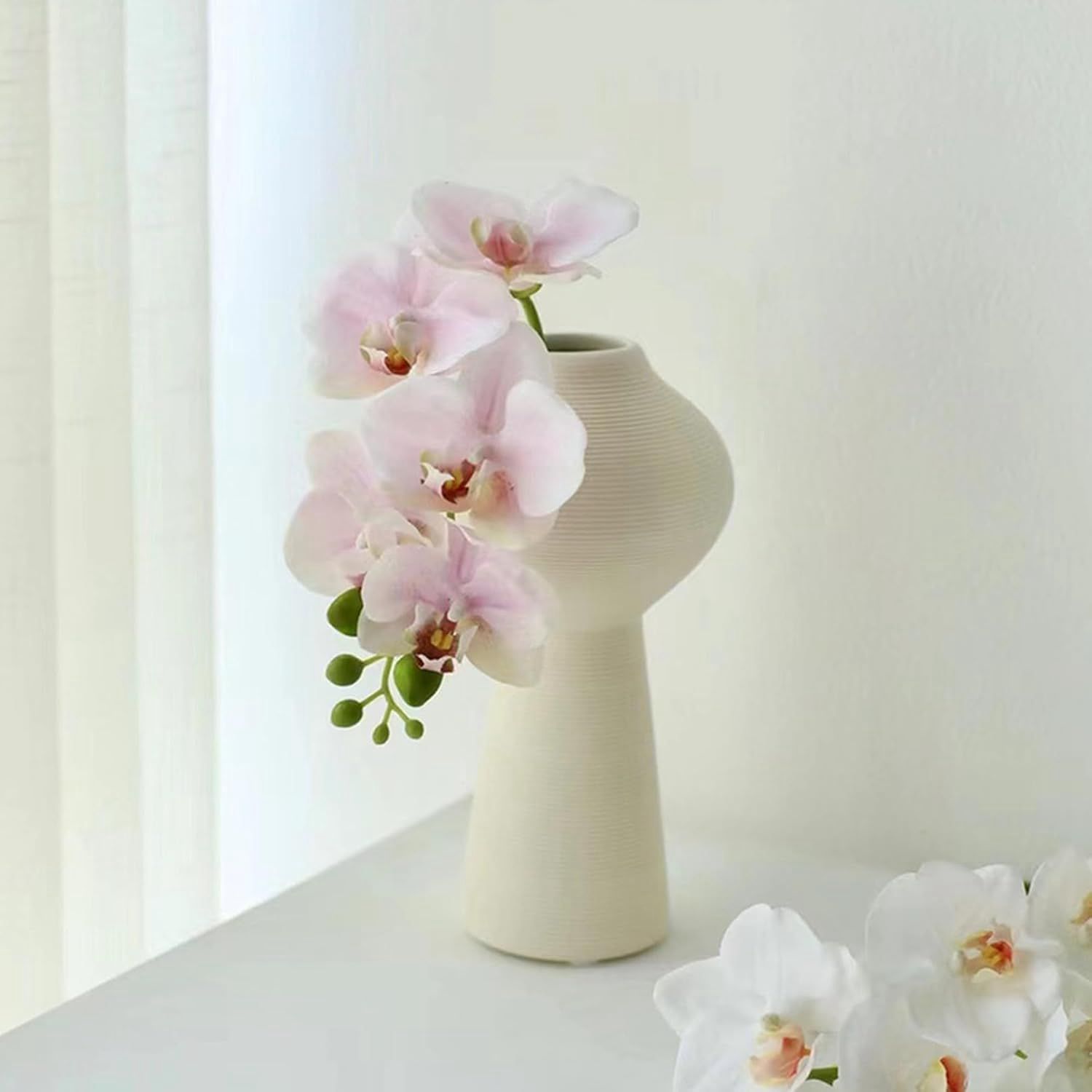 造花 胡蝶蘭 花瓶付き アートフラワー 明るい色合い 枯れない花 ローマンチック 手作りフラワー カラー3 人工植物 フラワーアレンジメント 癒しを演出 FreeSize インテリア お祝い 庭園 キ