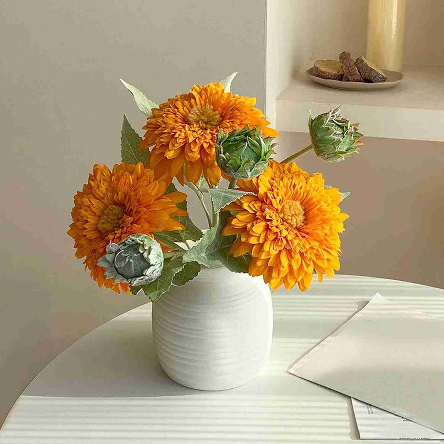 ひまわり 造花 鉢植え 30cm 観葉植物 フラワーアレンジメント用 装飾 結婚式の装飾 テーブルのセンターピース本物そっくり 花瓶付き 水やり不要 置物 イエロー インテリア 玄関飾り フェイクフラ