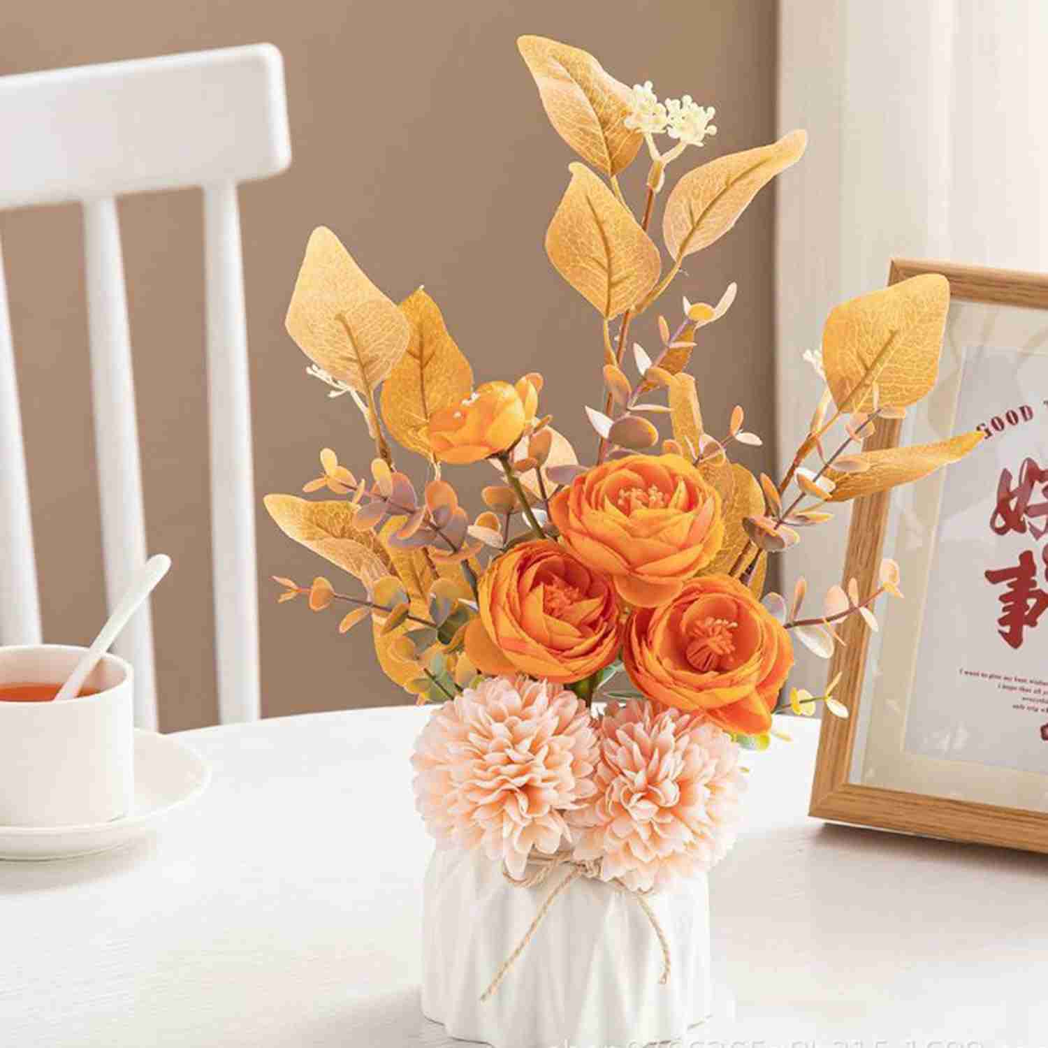 造花 フラワー 枯れない花 可愛い 人工観葉植物 デザイン5 花瓶付 造花セット 置物 インテリア おしゃれ プレゼント リビング 玄関 ダイニング 誕生日 25*32.5cm ギフト 美術館 ホーム