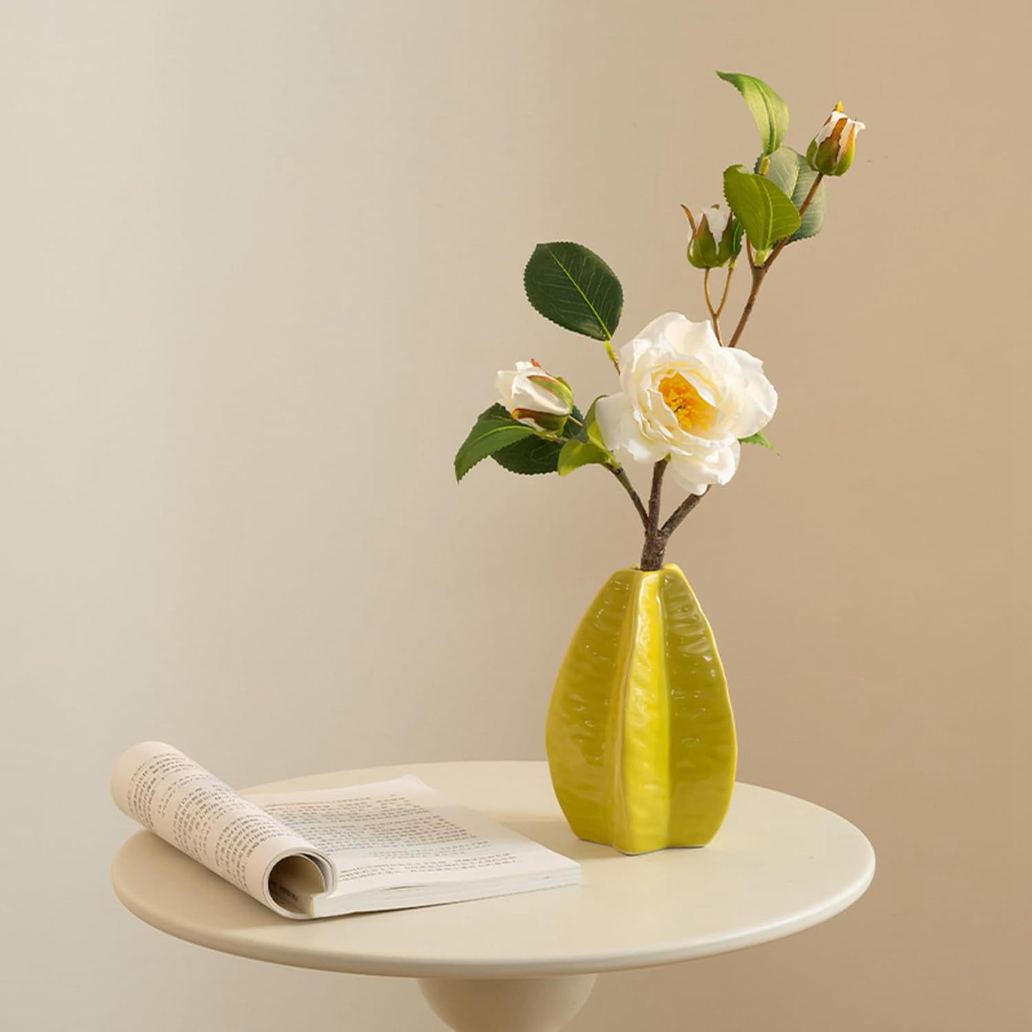 アートフラワー 造花 インテリア 卓上 ブーケ 絹布の花 花瓶付き フェイクフラワー 人工花 綺麗 おしゃれ FreeSize 新築祝い ウェディング ギフト 贈り物 ホーム 店舗 イエロー テーブル