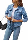 ジーンズジャケット女性ファッションカジュアルデニムジャケット長袖ボタンダウン胸ポケットコート
