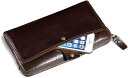 メンズ 財布 ウォレット ハンドバッグ レザー 大容量財布 ビジネスバッグ ジッパー機能 (Color : Brown Size : S)(4)