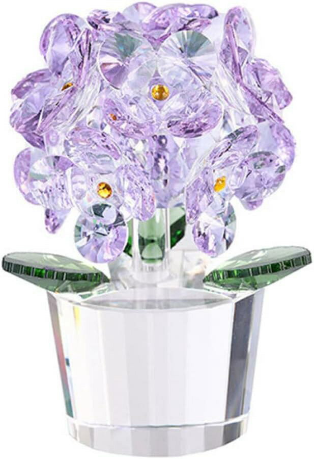クリスタル フラワー置物 F 造花 インテリア クリスタル 花のミニチュア テーブル装飾 花の置物 紫陽花 枯れない花 フラワー タイプ8 誕生日プレゼント 結...