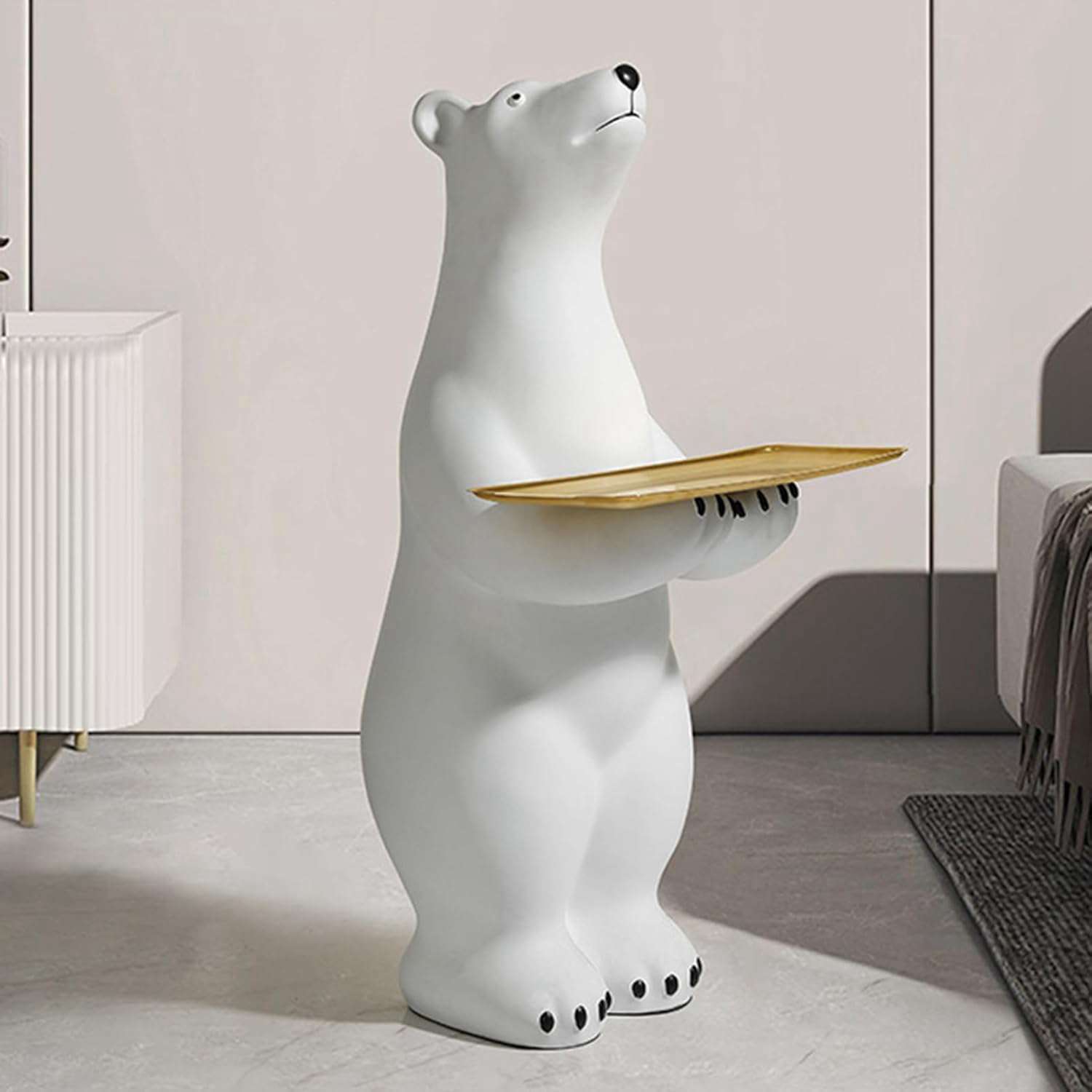 シロクマ オブジェ おもしろい置物 モダン風 タイプ1 動物像 インテリア 家の装飾 美術工芸 F クマオブジェ 大きい 大きい オーナメント デスク コーヒー...