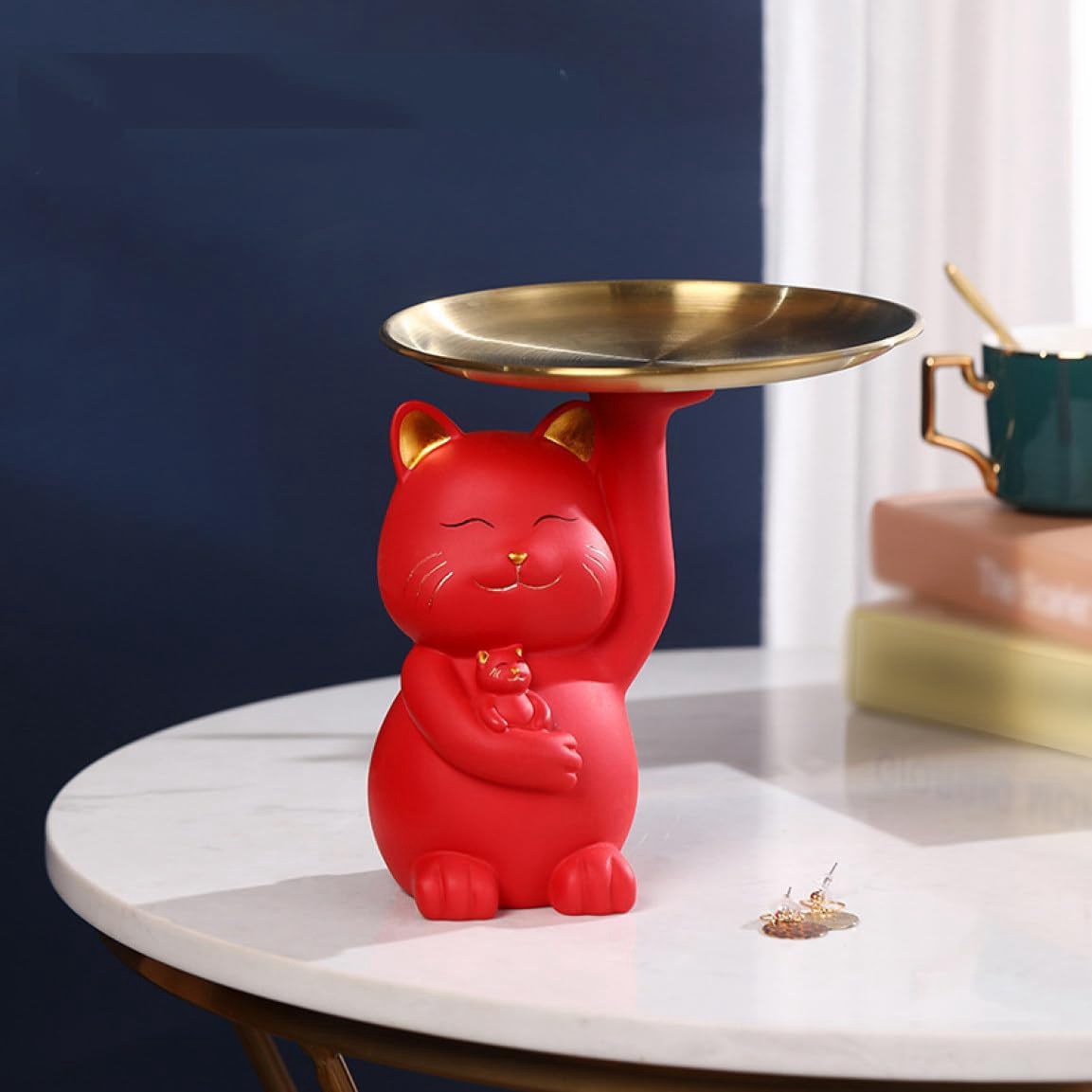 キー収納トレイ ねこの像 タイプ5 置物クラフト ジュエリー 雑貨ラックコインボックス 動物形状 ホーム 彫刻 装飾 玄関収納 卓上収納 ナイトスタンドオーガナ...