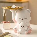 皿を上げるくまの置物 キー収納トレイ 鍵置き 小物収納 卓上置物 収納トレイ 動物像 F 彫刻装飾 玄関 タイプ1 ペットサイトテープル お皿 サービングトレイ...