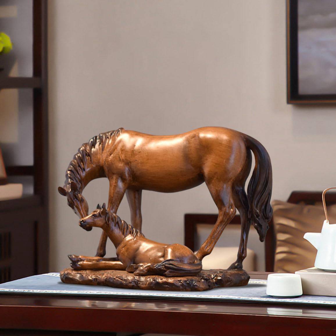 馬 置物 ウマ タイプ4 ジャンプ馬 飛上り アンティーク 風水 置物 幸運 成功 樹脂 工芸品 縁起物 インテリア オフィス 車 家 F 玄関 部屋 室内 装...