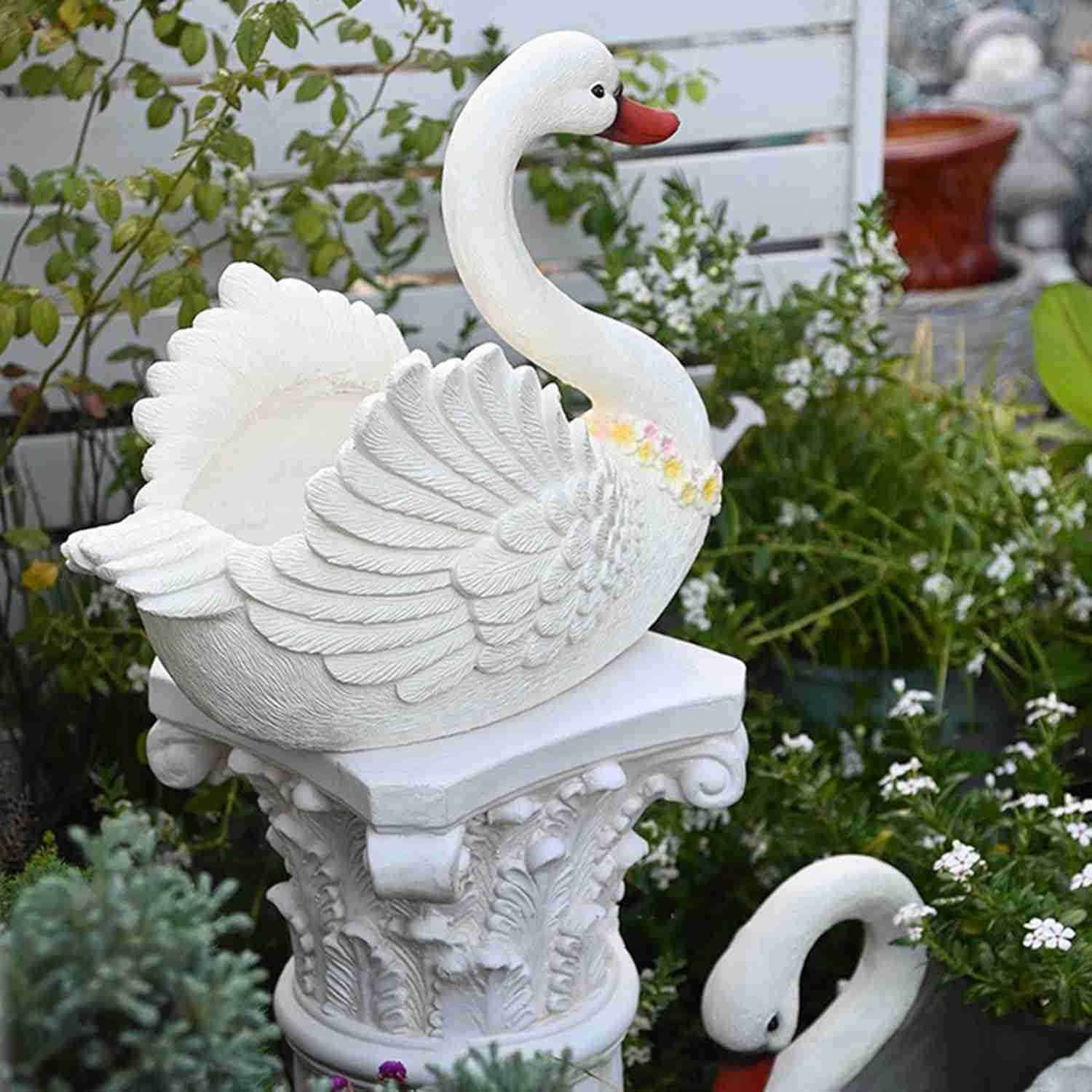 スワン 置物 カントリー雑貨 ガーデニング おしゃれ ガーデニング雑貨 ダック リアル 庭 芝生 池 ガーデンオーナメント 樹脂製 防水 耐久 屋内装飾 庭 オ...