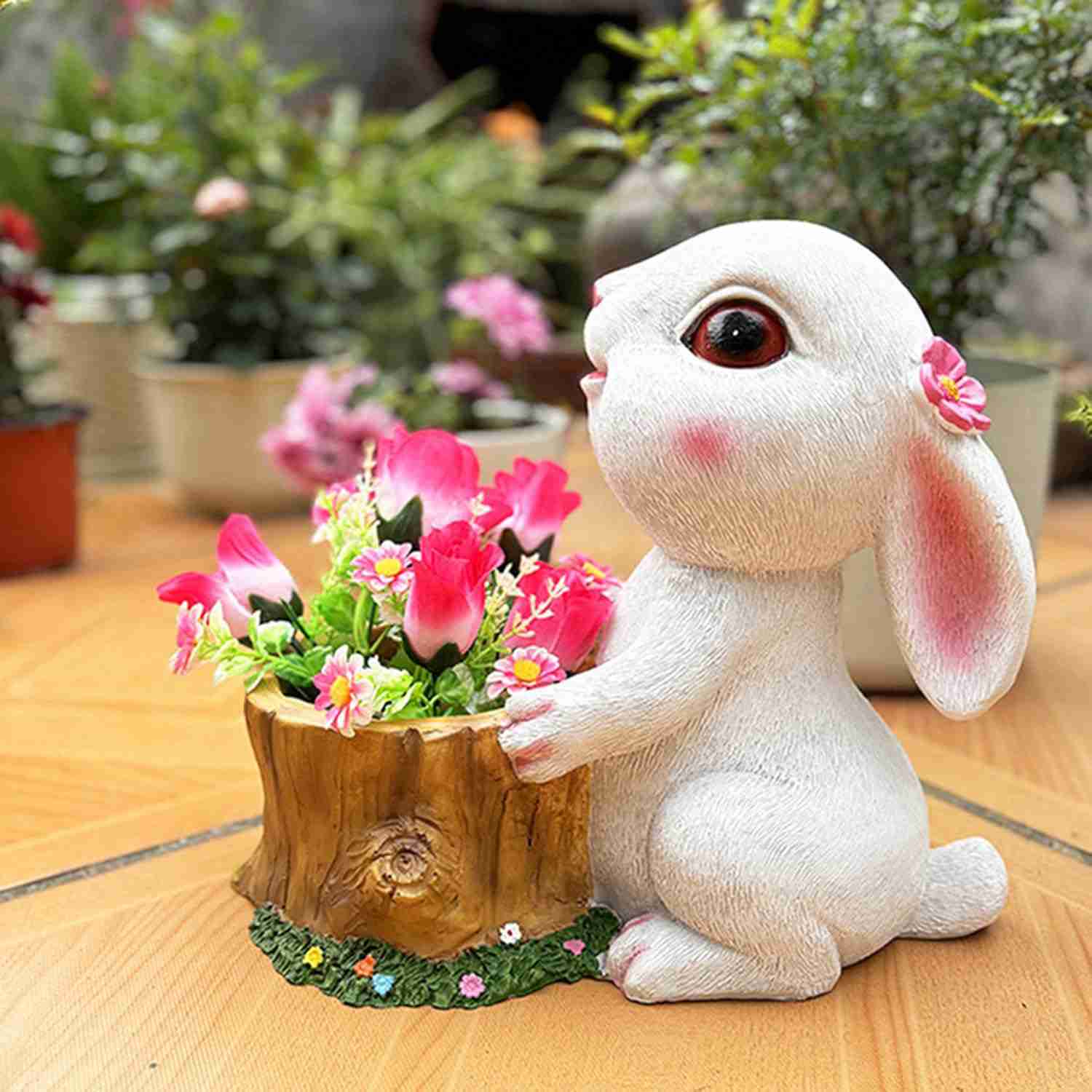 ガーデンオブジェ ガーデニング雑貨 F 動物像 屋外・防水 うさぎ ガーデニング置物 ガーデンオーナメント 動物オブジェ 庭雑貨・飾り タイプ2 インテリア か...