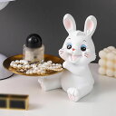 兎の像 収納トレイ付き タイプ2 卓上オーガナイザー 樹脂置物 キャンディー皿 卓上収納 鍵置き 腕時計 サングラス 化粧品 ジュエリー 収納トレイ 多機能 デ...
