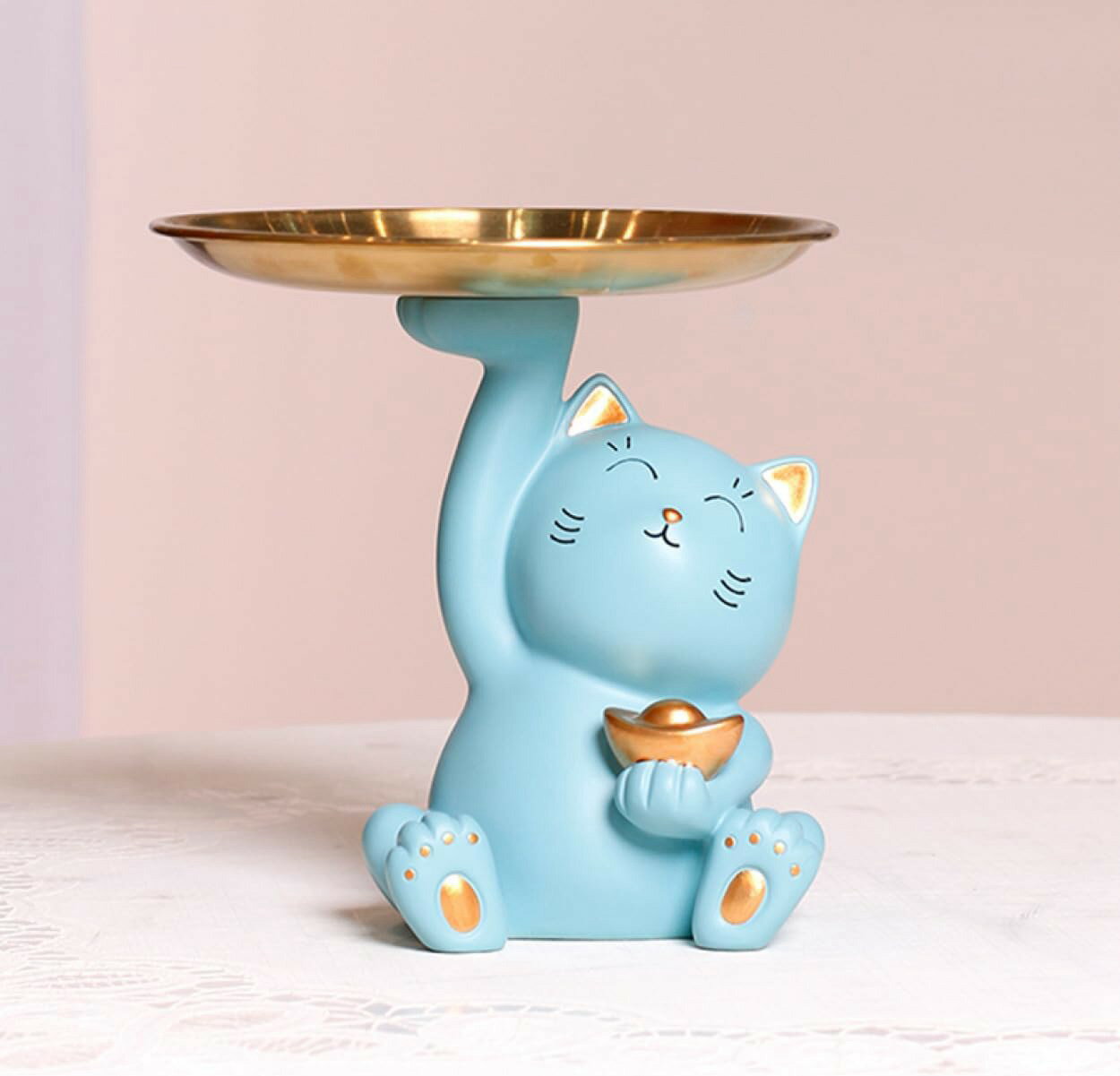 ねこ 置物 キー収納トレイ 小物入れ おしゃれ メガネ収納 ジュエリー収納 小物収納 玄関 置物 小物トレー インテリア デスクトップ ホーム飾り 卓上 エント...