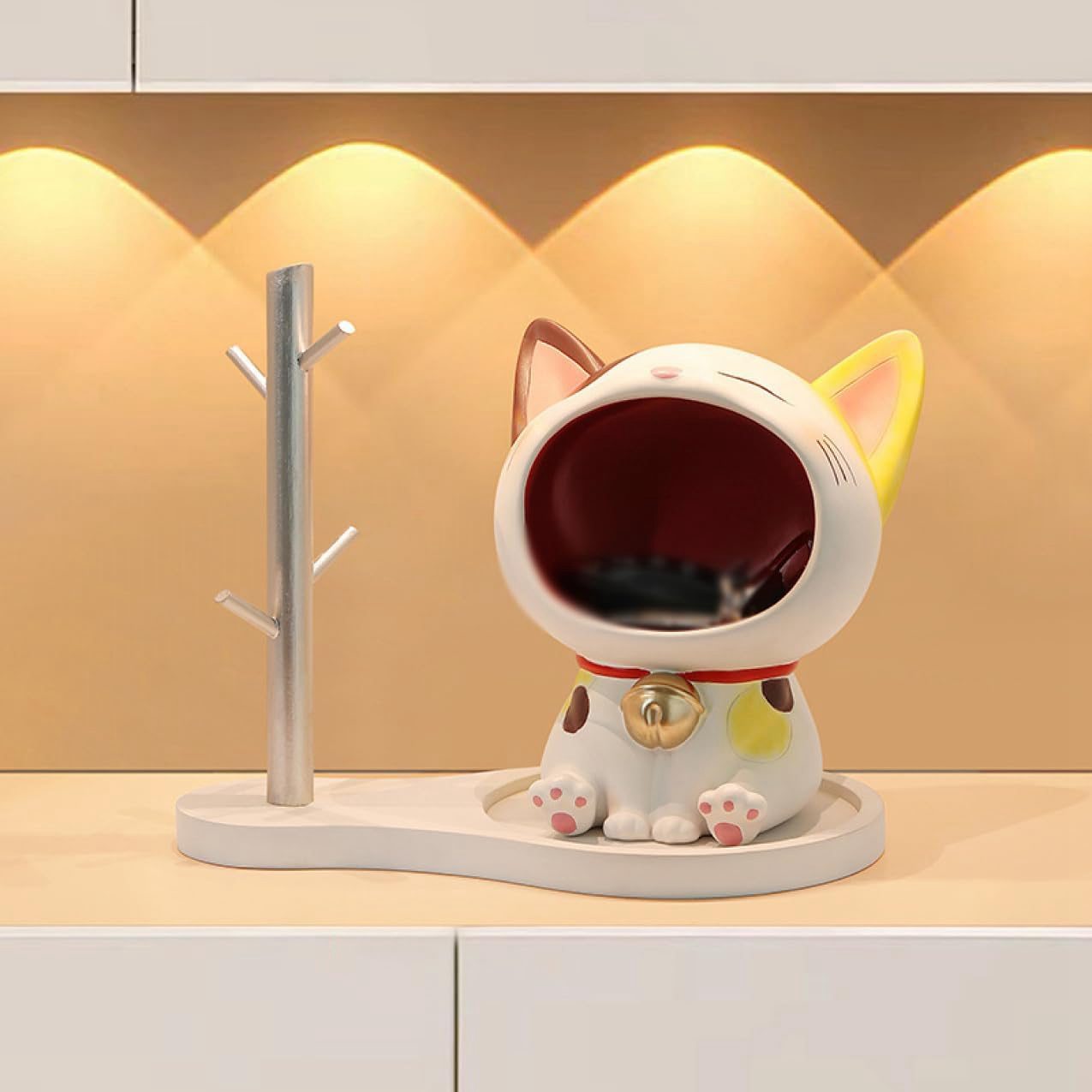 収納ボックス 卓上置物 ねこ 樹脂像 ネコちゃん ムーンモデル彫刻ホームテーブルデコレーション 小物収納ボックス オブジェ 動物 ジュエリー 鍵 腕時計 タイプ...