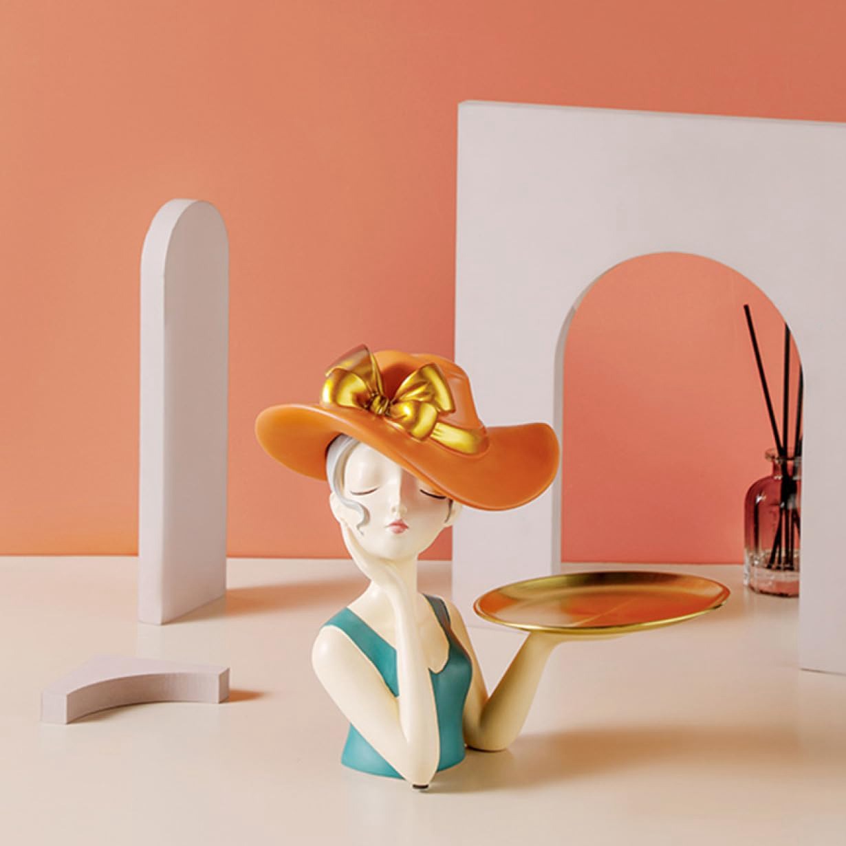 玄関 収納 ジュエリー アクセサリー 小物入れ 鍵置き 鍵入れ 人形 女の子 婦人 置き物 オブジェ インテリア タイプ2 かわいい おしゃれ 皿 F キー収納...