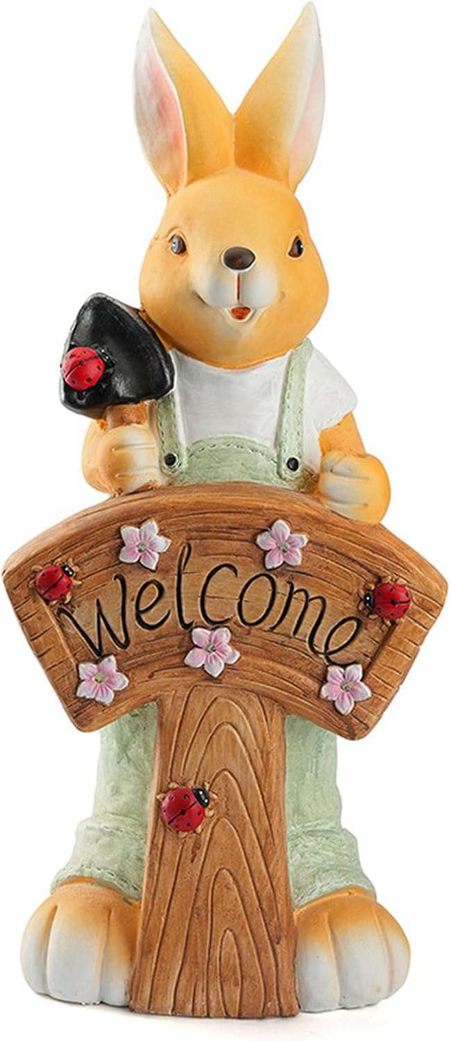 ガーデンライト ガーデニング雑貨 F うさぎ 彫像 置物 置物ライト 屋外 ソーラーライト 防水 ガーデンオーナメント 庭飾り 芝生飾り 庭の装飾 樹脂製 自動...