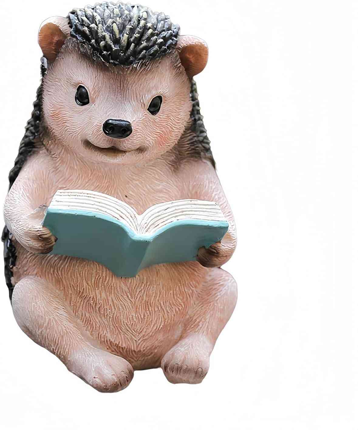 ガーデン オーナメント うさぎ はりねずみ かえる ガーデニング雑貨 動物 置物 庭 オブジェ 読書 (はりねずみ) BAIJIAN113