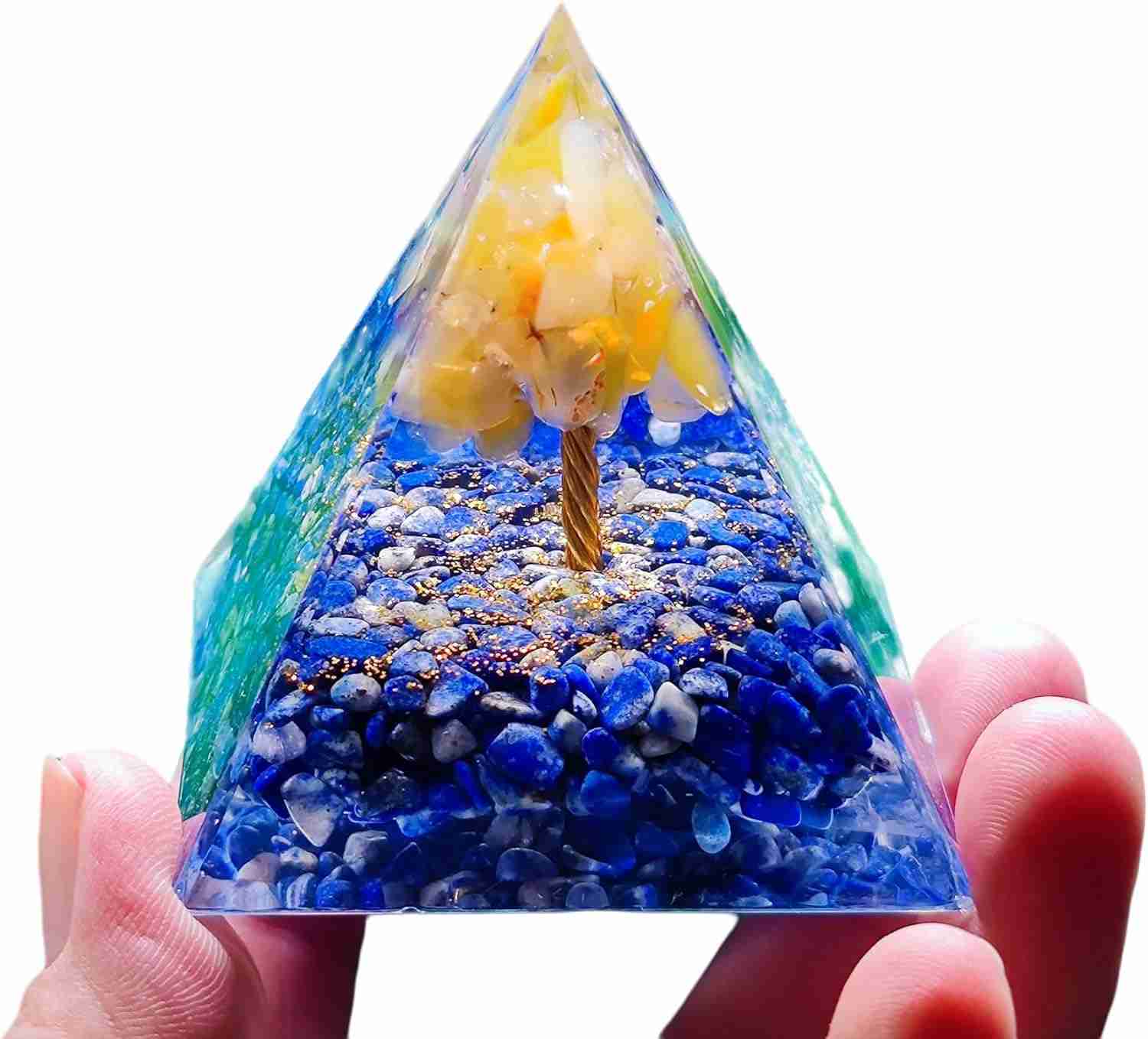 オルゴナイト ピラミッド 天然石 パワーストーン 50x50mm 置物 水晶 浄化 エネルギー 恋愛運 結婚運 人..