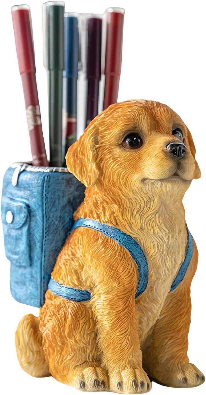 ペンスタンド ゴールデンレトリバー バックパック ペンシル 鉛筆 動物 ペン立て 鉛筆たて 筆箱 クリエイティブ 鉛筆立て 卓上 置物 (Aタイプ)