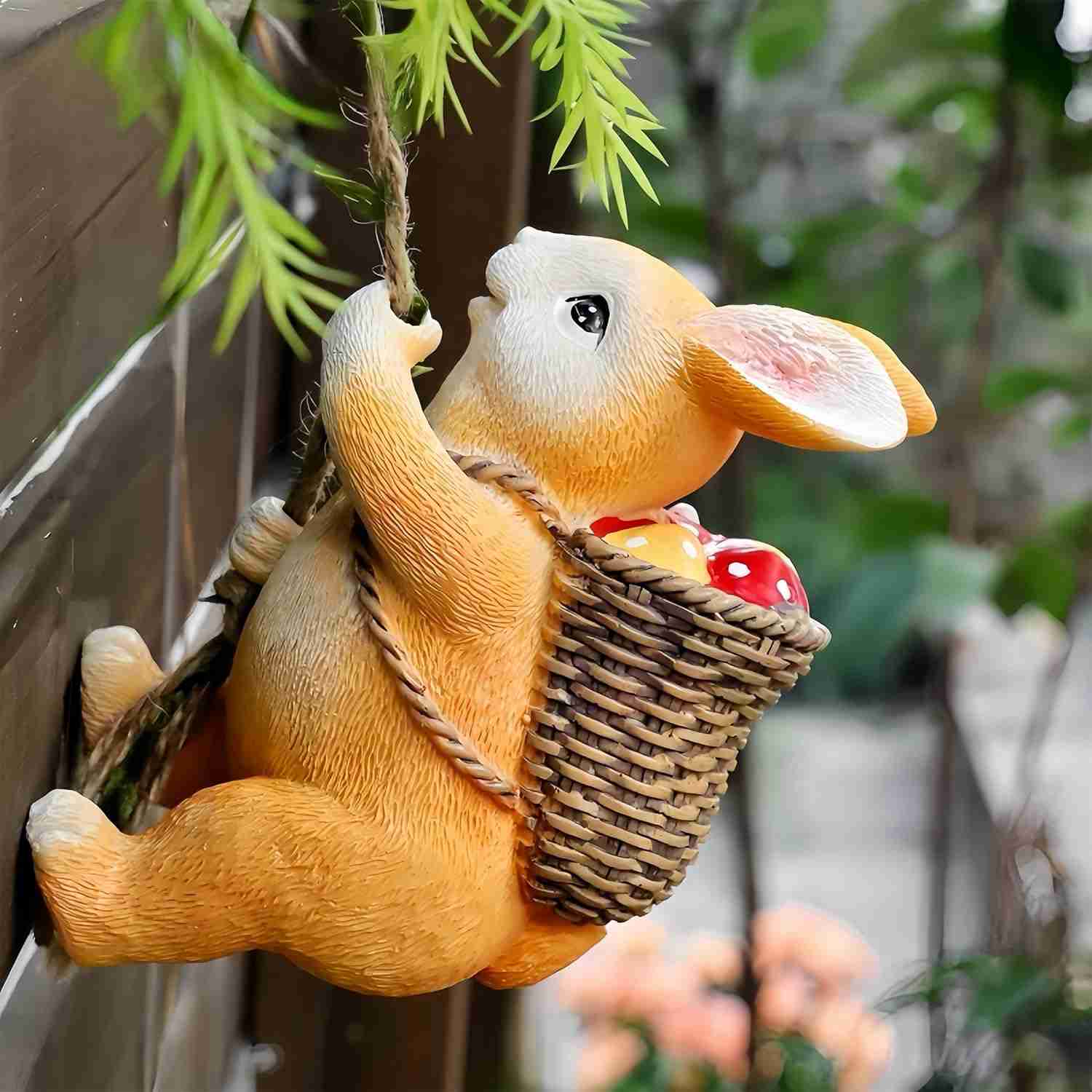 うさぎ 置物 可愛い 吊り下げ式 雑貨 カントリー風 インテリア 置き物 ウサギ 動物 アウトドア ガーデン雑貨 いい雰囲気出す 庭彫刻の装飾