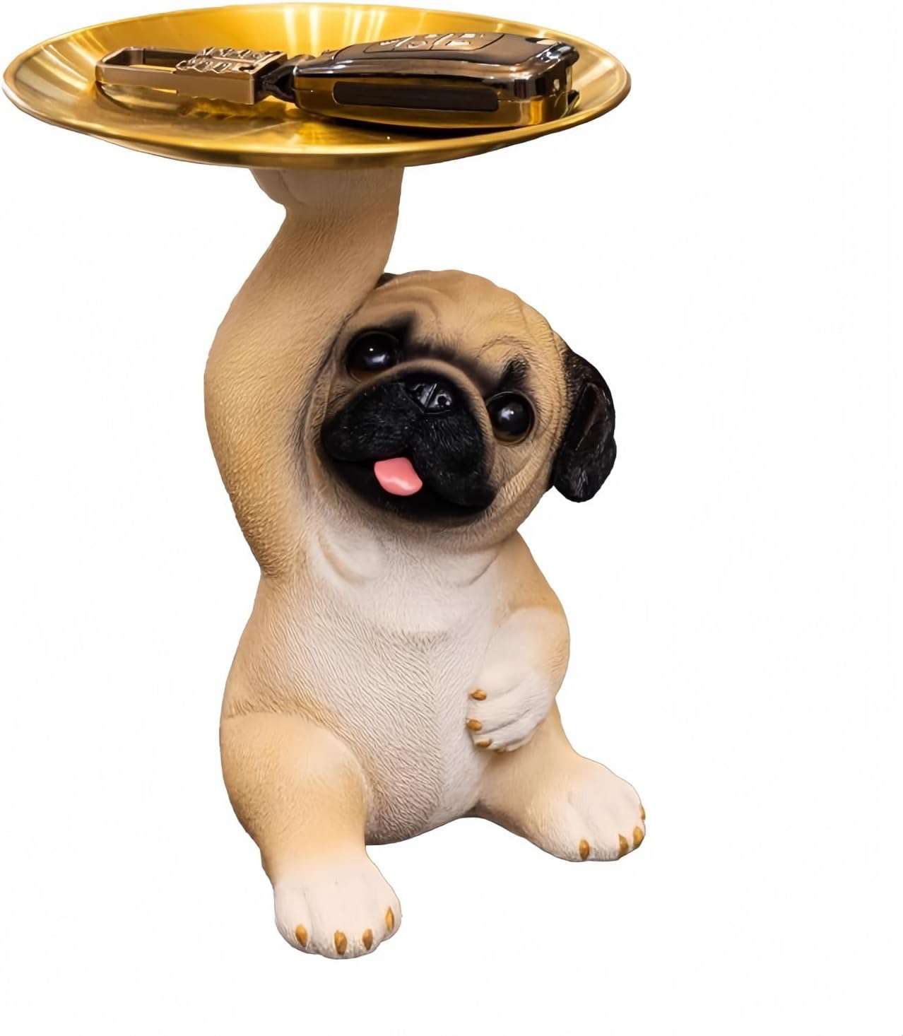 鍵置き 小物入れ トレー アクセサリートレイ 卓上 小物置き パグ インテリア オシャレ 置物 (Aタイプ)