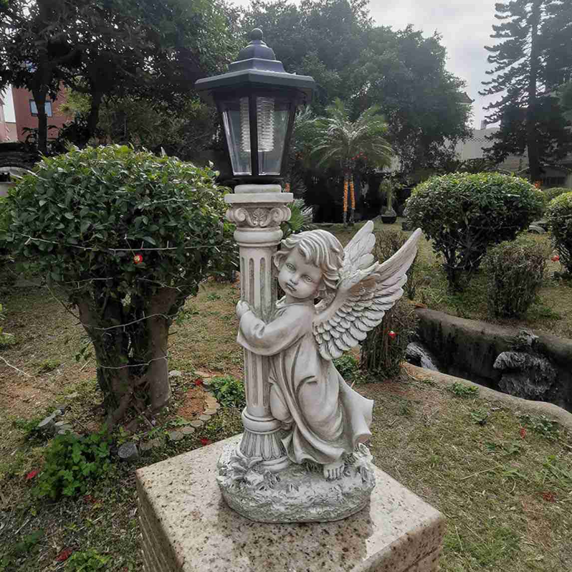 天使 置物 オブジェ センサーライト インテリア雑貨 スタイル4 ガーデンライト お祈り エンジェル ソーラー置物 インテリア F 平和 祈る天使像 ガーデニン...