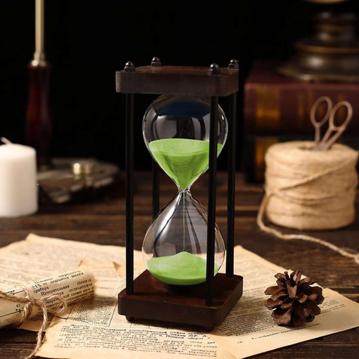 砂時計 15分 アンティーク タイマー 砂タイマー 北欧 モダン おしゃれ 置物 インテリア 新居 贈り物 約60 約15分 グリーン 砂時計30分計 長時間砂時計 オフィス 文房具 卓上 喫茶店 学