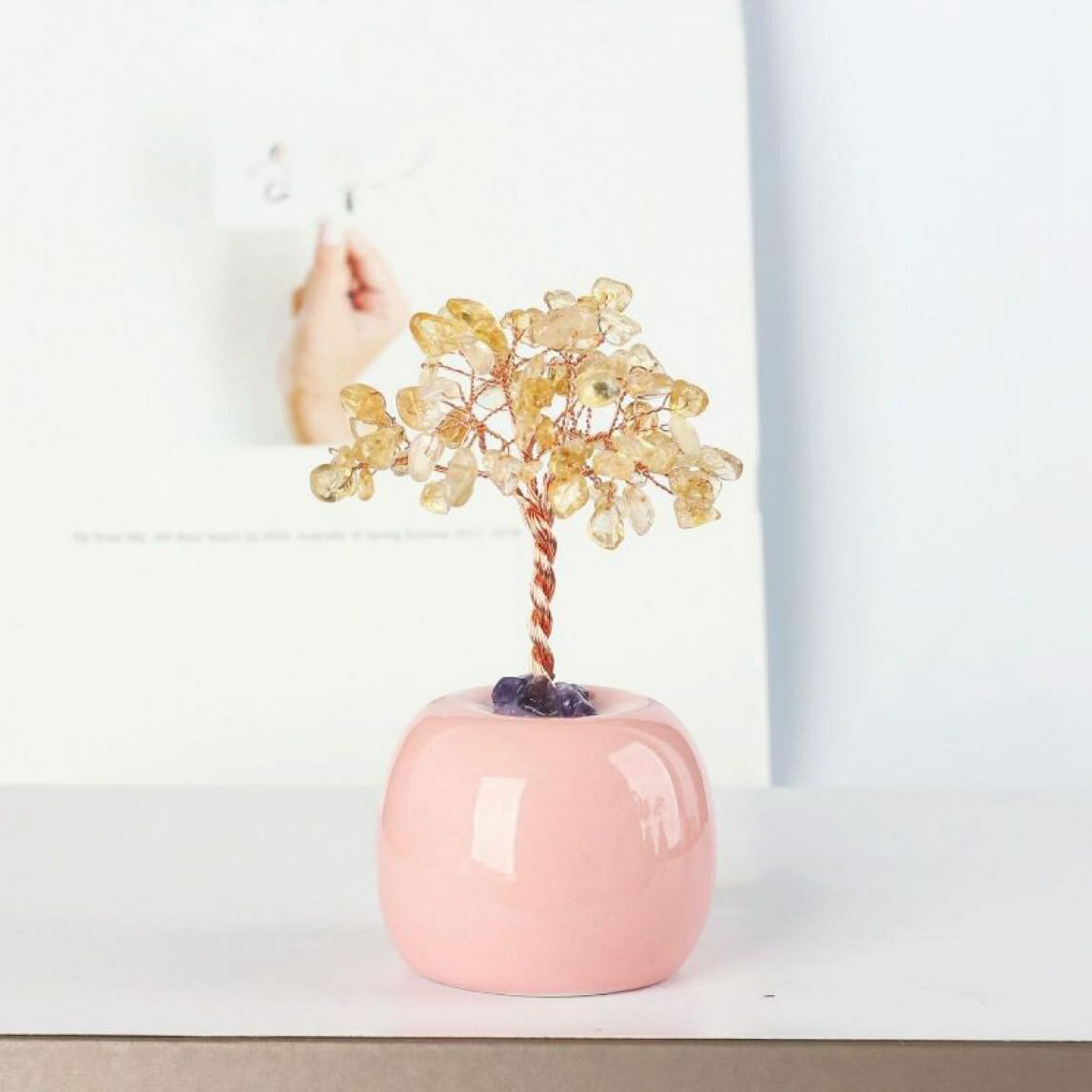 風水 置物 招財樹 F 黄水晶 金運アップ グッズ 室内装飾 カラフルな樹脂 彫刻 富 幸運 収集品 置物 ギフト 風水 オーナメント 装飾 元寶 招財樹 招福...