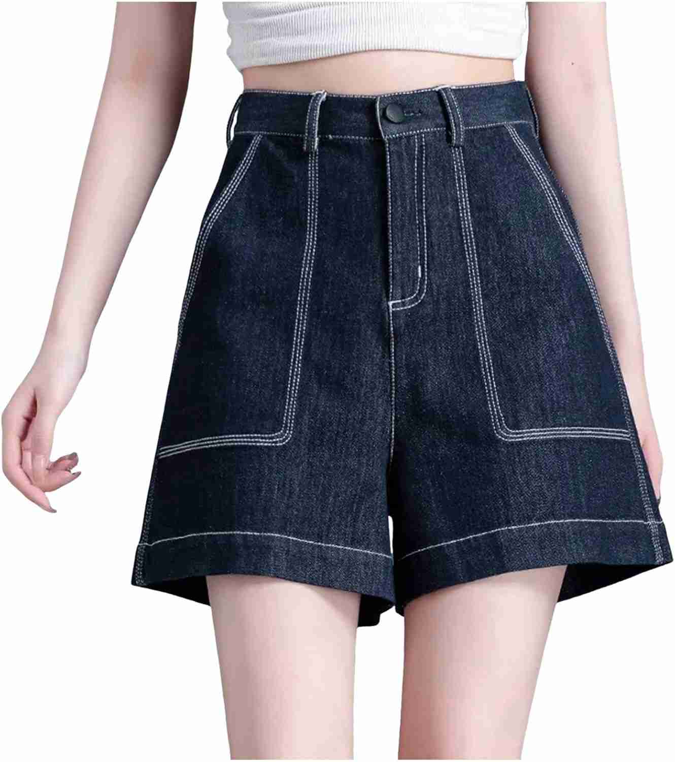 デニムパンツ レディース ショートパンツ ホットパンツ 短パンス ジーンズパンツ セクシー 女性の弾性ワイドレッグハイウエスト 5 ポイントデニムショートパンツルーズホットパンツショートパンツカジュア