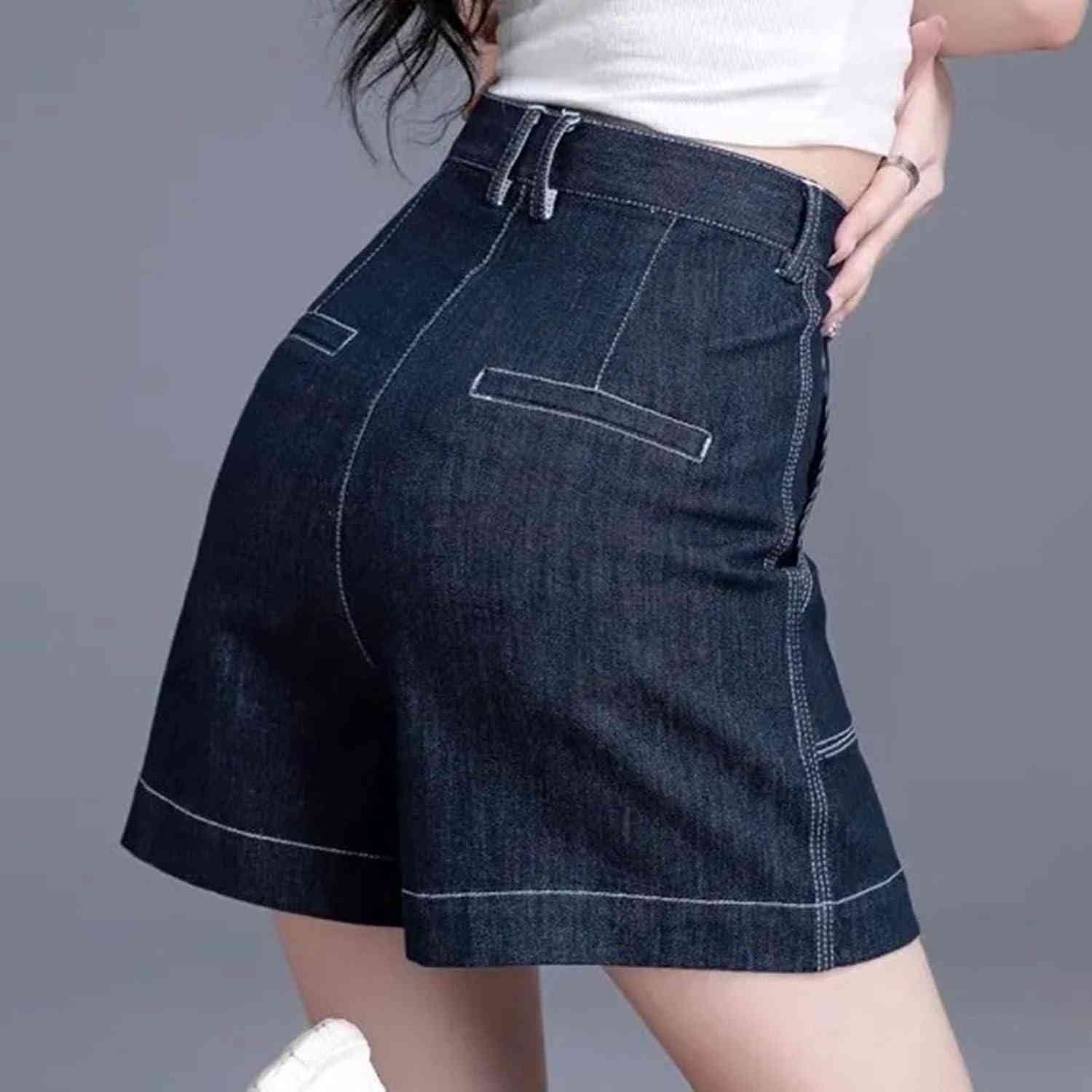 デニムパンツ レディース ショートパンツ ホットパンツ 短パンス ジーンズパンツ セクシー 女性の弾性ワイドレッグハイウエスト 5 ポイントデニムショートパンツルーズホットパンツショートパンツカジュア