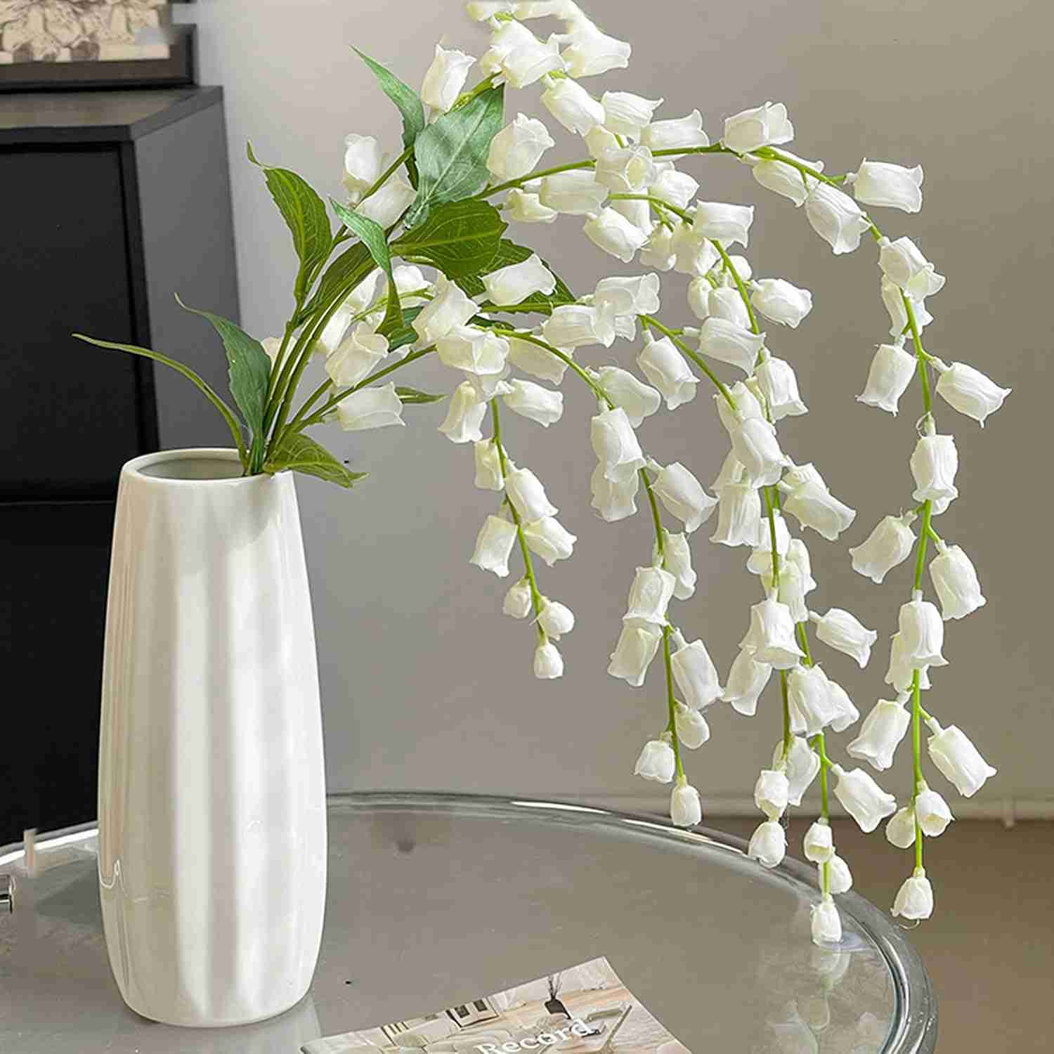 造花 鈴蘭 フェイクフラワー 卓上 おしゃれ インテリア飾り 人工観葉植物 花瓶付き リビング 造花花束 フラワーアレンジ フラワー11 F 店舗用 オフィス飾り 新築祝い 引越し祝い プレゼント ギ