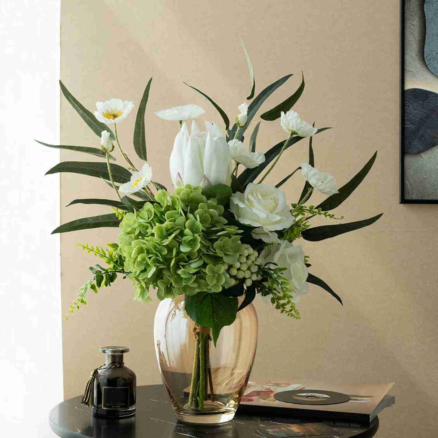 造花 フェイクグリーン 卓上 F 本物そっくり カラー4 耐退色 耐候 シミュレーション 和風 茶室 ティーテーブル アレンジメント 茂る外観 繊細な葉 自然な姿 生気に満ち 人工盆栽 DIY プレゼ