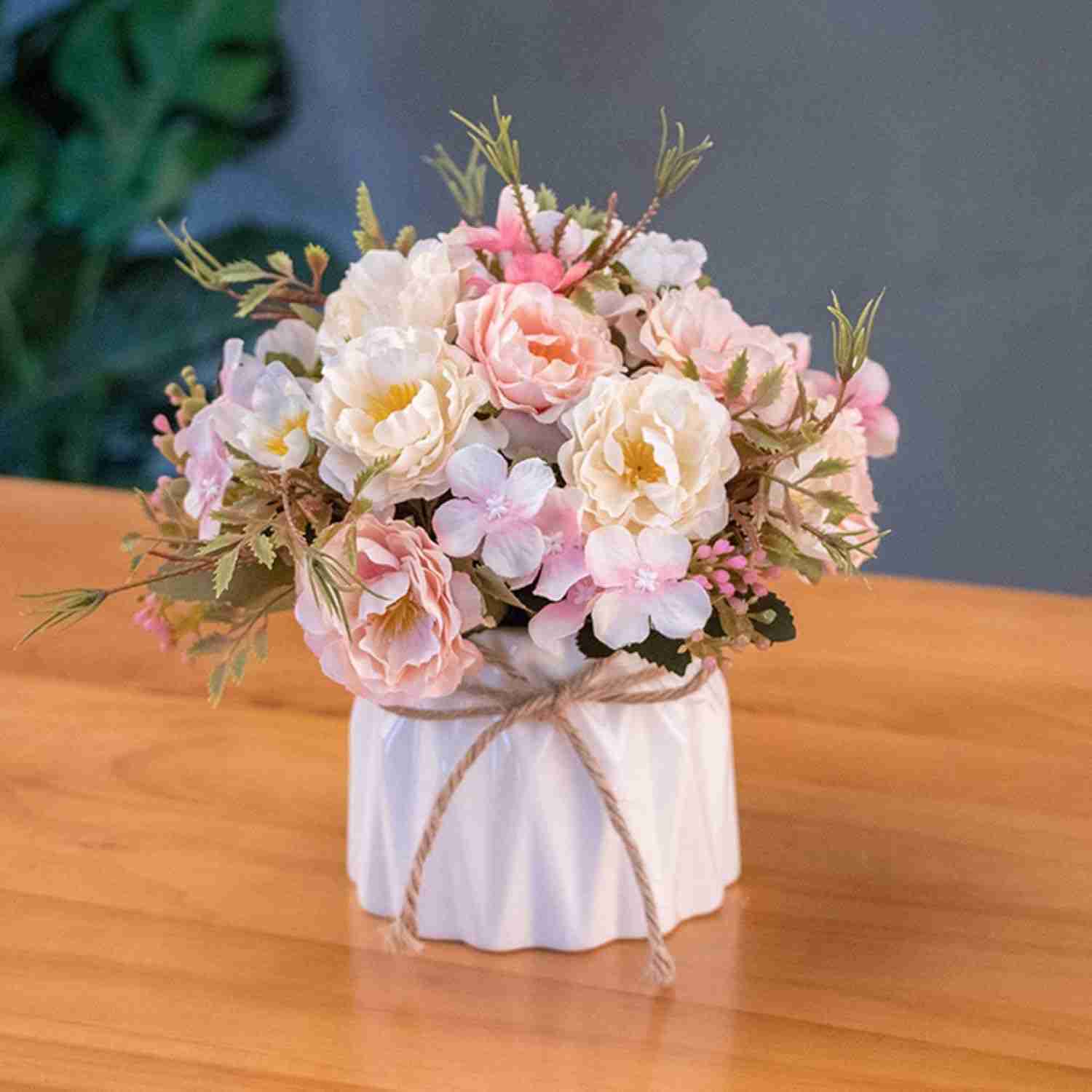 造花セット ローズ 花瓶付 薔薇 ローズ 置物 インテリア F*1 おしゃれ プレゼント リビング 玄関 ダイニング 誕生日 ギフト テーブルセンターピース フラワー 造花 アレンジメント インテリア