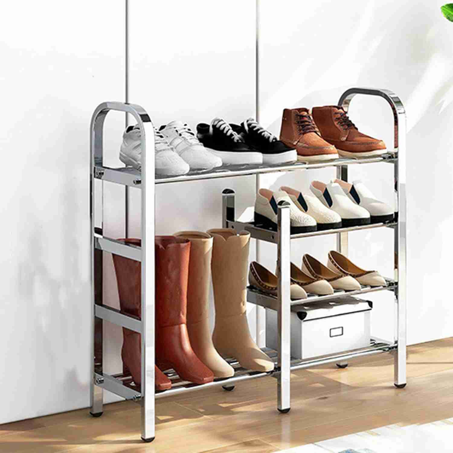 シューズラック 靴収納棚 靴箱 下駄箱 グレー 多層置物靴棚 靴箱収納 シューズラック 木製 簡単組み立て 靴 収納 靴置き おしゃれ 下駄箱 靴入れ 100*23*85 棚 玄関 省スペース 簡易シ