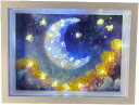 水晶の絵 星空 月 ナイトライト ライト付き 置物 装飾画 オブジェ 綺麗 おしゃれ 間接照明 インテリア オーナメント クリスタル 装飾品 工芸品 誕生日プレゼント 敬老の日 記念日 卒業式 ブルー