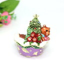 ジュエリーボックス 小熊 置物 クリスマスツリーの家 合金製動物 かわいい インテリア 卓上装飾品 結婚式 クリスマス トリンケットボックス ヒンジ付き 小物入...