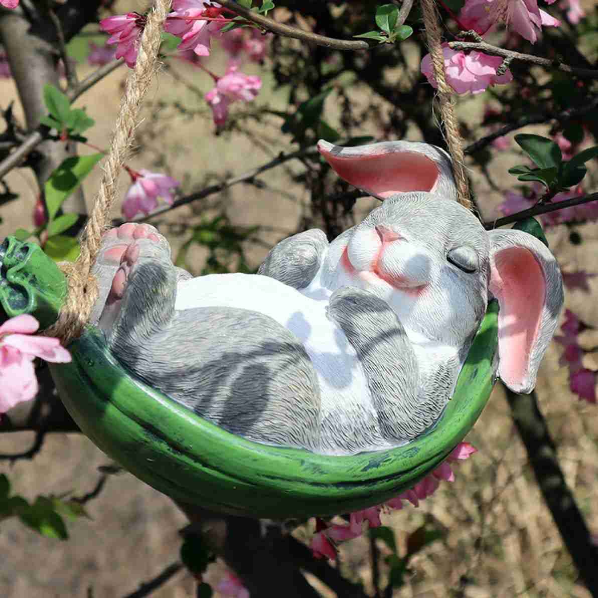 庭の風景彫刻 うさぎ 雑貨 ガーデンオーナメント 吊り下げ ユラユラ 下げ飾り物 豚 リス 可愛い カント..