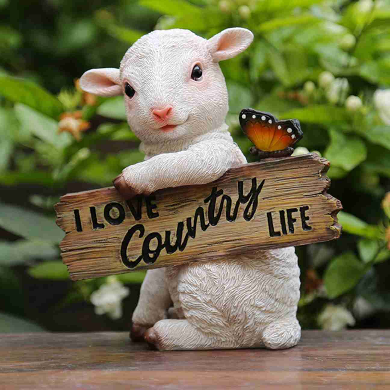 置物ガーデンオブジェ 動物 ウエルカムスタンド うさぎ F 豚 welcomeボード うえるかむボード ガーデニンググッズ 庭の置物 オーナメント 動物の置物 樹脂材質 ヒツジ タイプ 花壇の置物 お