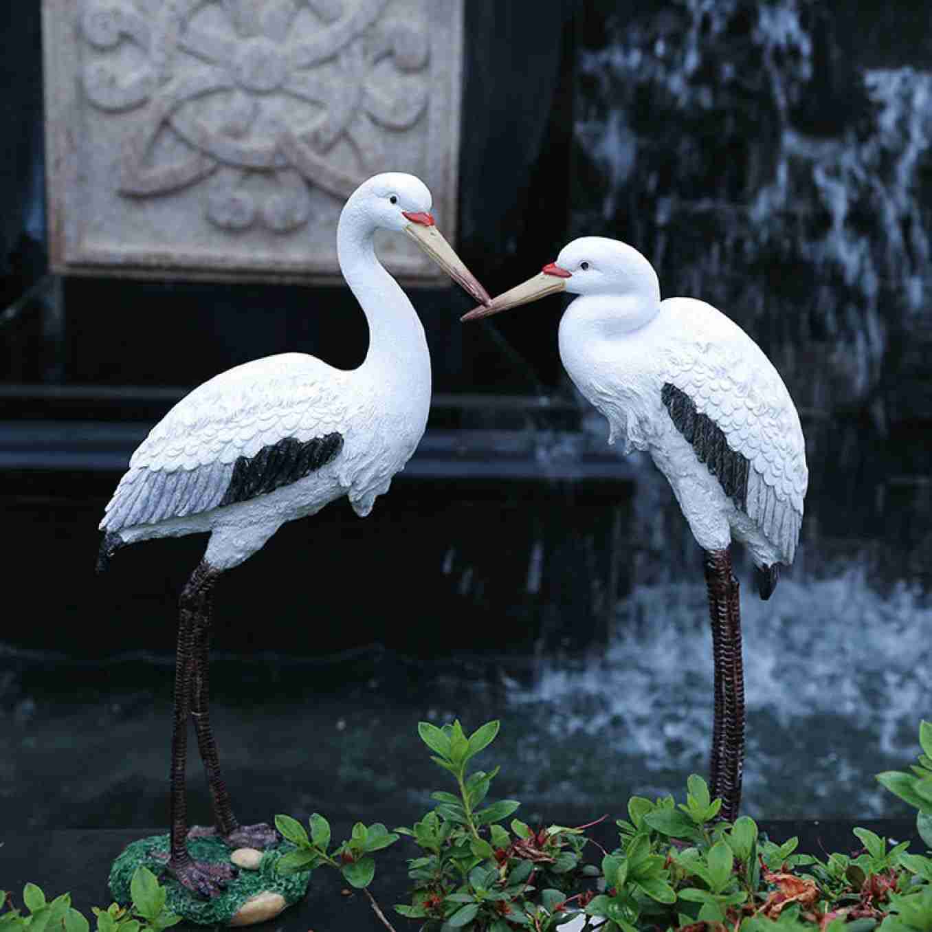 ガーデニング雑貨 ガーデニング 置物 鶴 動物の置物 タイプ アンティーク ナチュラル 庭 雰囲気アップ F 動物 アニマル 鳥 ガーデン 雑貨 リアル オブジェ おしゃれ 可愛い インテリア 白 オ