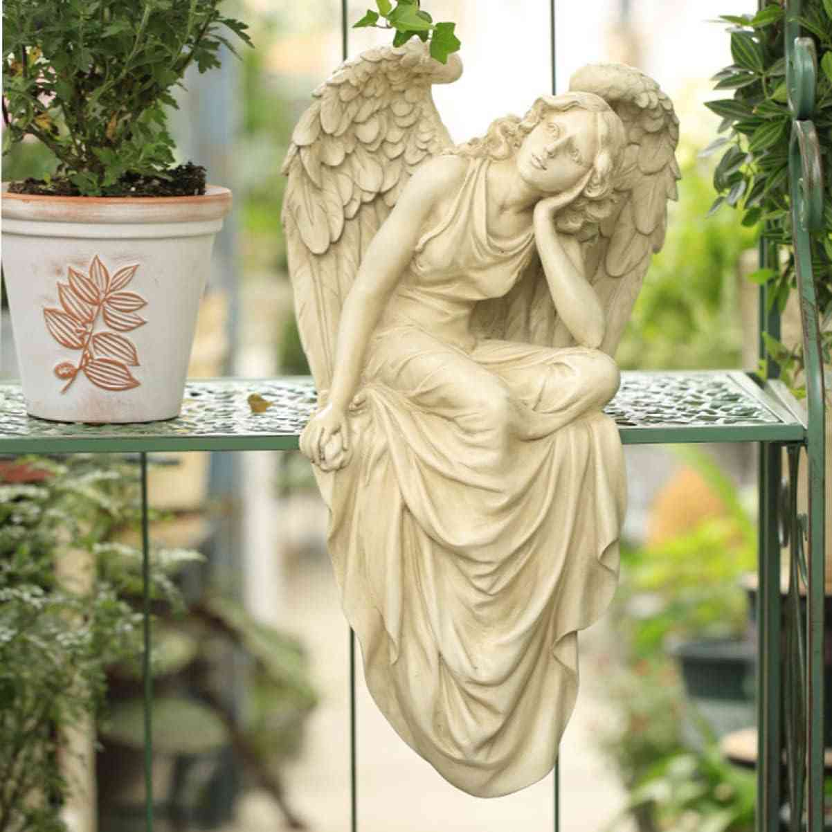 ガーデンオーナメント ギリシャ神話 樹脂工芸品 エンジェル F 置物 天使置物 庭アート飾り おきもの ガーデニング オブジェ 天使 ガーデン 庭 かっこいい ...