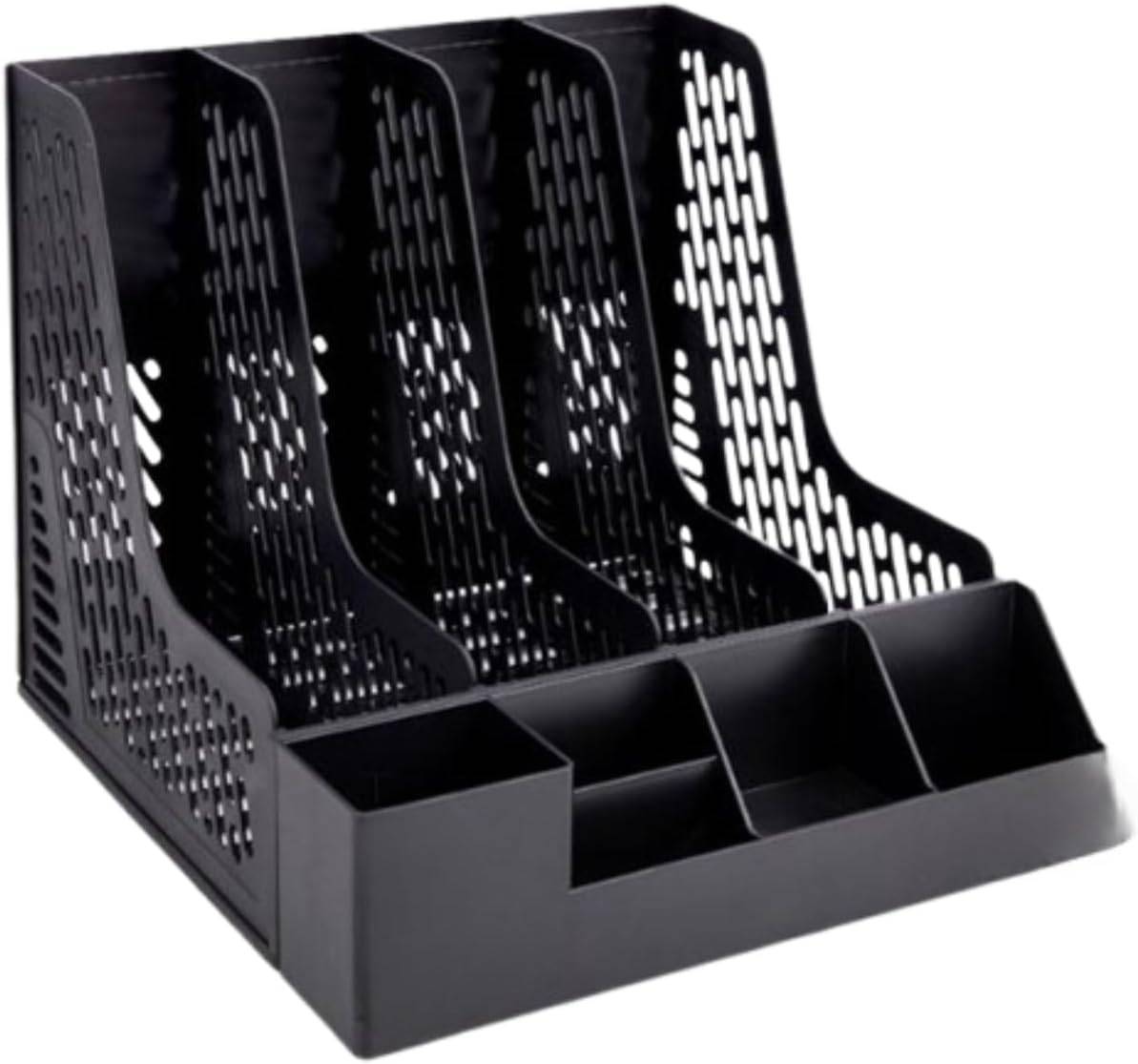 ファイルスタンド A4 卓上収納ボックス 多機能 書類ケース 携帯スタンド 小物入れ ペンスタンド付き 組..